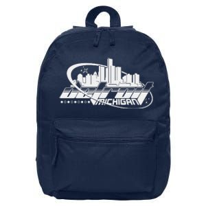 Retro Futuristic Detroit Michigan Skyline Logo 16 in Basic Backpack