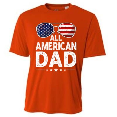 Retro Fathers Day Family All American Dad 4th Of July Cool Gift Cooling Performance Crew T-Shirt