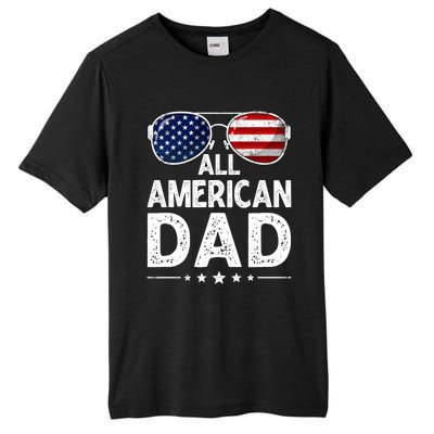 Retro Fathers Day Family All American Dad 4th Of July Cool Gift Tall Fusion ChromaSoft Performance T-Shirt