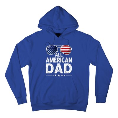 Retro Fathers Day Family All American Dad 4th Of July Cool Gift Hoodie