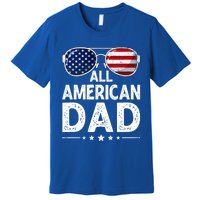 Retro Fathers Day Family All American Dad 4th Of July Cool Gift Premium T-Shirt