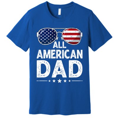 Retro Fathers Day Family All American Dad 4th Of July Cool Gift Premium T-Shirt