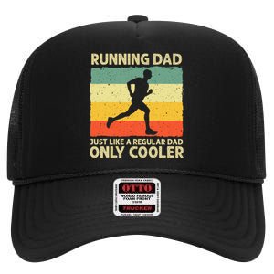 Running For Dad Marathon Runner Coach Marathoner High Crown Mesh Back Trucker Hat