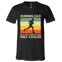 Running For Dad Marathon Runner Coach Marathoner V-Neck T-Shirt