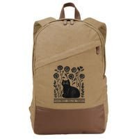 Retro Foxtrots Deltas Tangos Flower Art Cat In Flowers V-Neck Cotton Canvas Backpack