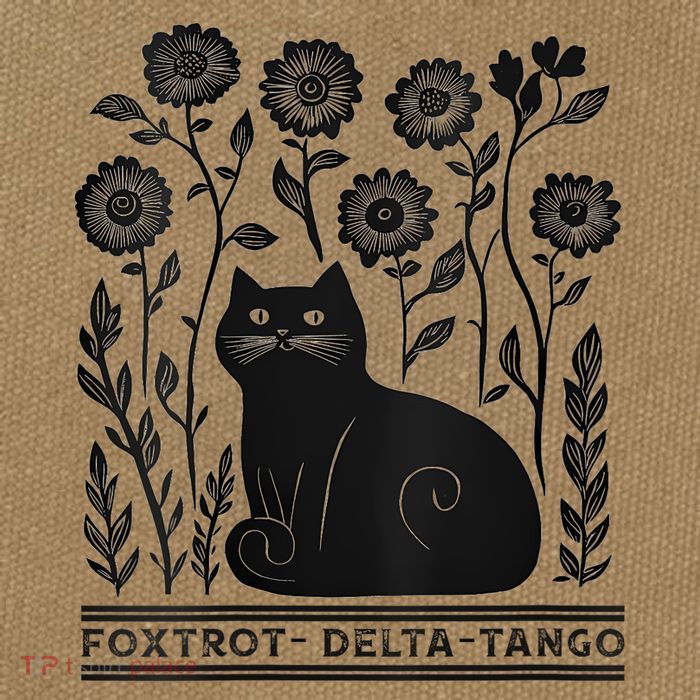 Retro Foxtrots Deltas Tangos Flower Art Cat In Flowers V-Neck Cotton Canvas Backpack