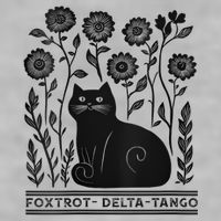 Retro Foxtrots Deltas Tangos Flower Art Cat In Flowers V-Neck Ladies PosiCharge Tri-Blend Wicking Tank