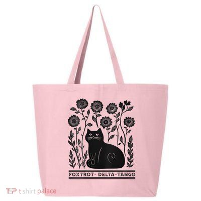 Retro Foxtrots Deltas Tangos Flower Art Cat In Flowers V-Neck 25L Jumbo Tote