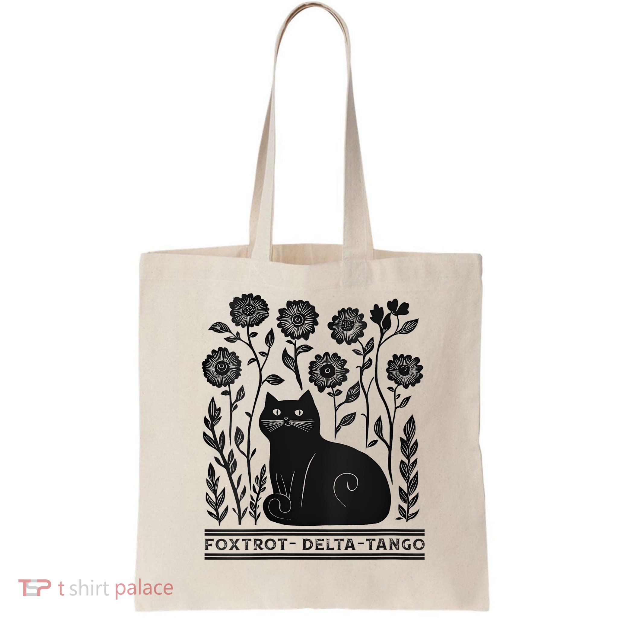 Retro Foxtrots Deltas Tangos Flower Art Cat In Flowers V-Neck Bag
