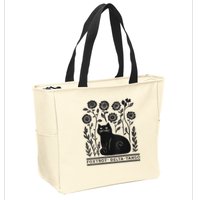 Retro Foxtrots Deltas Tangos Flower Art Cat In Flowers V-Neck Zip Tote Bag