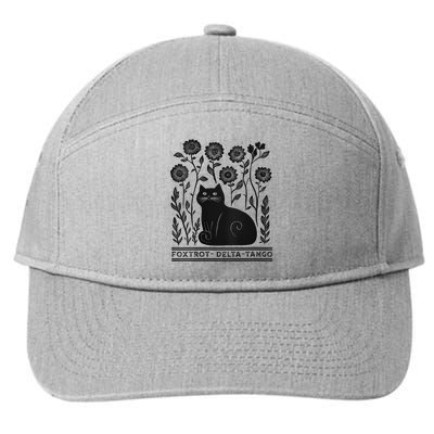 Retro Foxtrots Deltas Tangos Flower Art Cat In Flowers V-Neck 7-Panel Snapback Hat