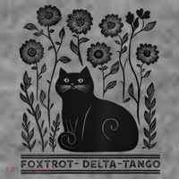 Retro Foxtrots Deltas Tangos Flower Art Cat In Flowers V-Neck Tall Sweatshirt