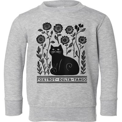 Retro Foxtrots Deltas Tangos Flower Art Cat In Flowers V-Neck Toddler Sweatshirt