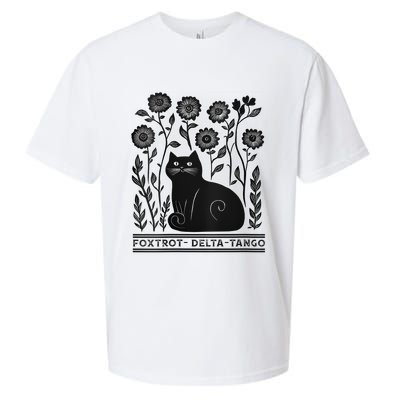 Retro Foxtrots Deltas Tangos Flower Art Cat In Flowers V-Neck Sueded Cloud Jersey T-Shirt