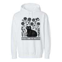 Retro Foxtrots Deltas Tangos Flower Art Cat In Flowers V-Neck Garment-Dyed Fleece Hoodie