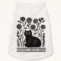 Retro Foxtrots Deltas Tangos Flower Art Cat In Flowers V-Neck Doggie Tank