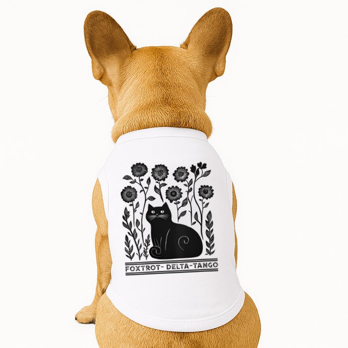 Retro Foxtrots Deltas Tangos Flower Art Cat In Flowers V-Neck Doggie Tank