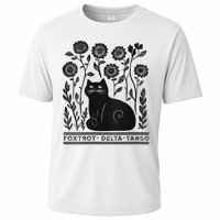 Retro Foxtrots Deltas Tangos Flower Art Cat In Flowers V-Neck Performance Shirt