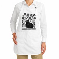 Retro Foxtrots Deltas Tangos Flower Art Cat In Flowers V-Neck Apron
