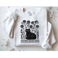 Retro Foxtrots Deltas Tangos Flower Art Cat In Flowers V-Neck Sweatshirt