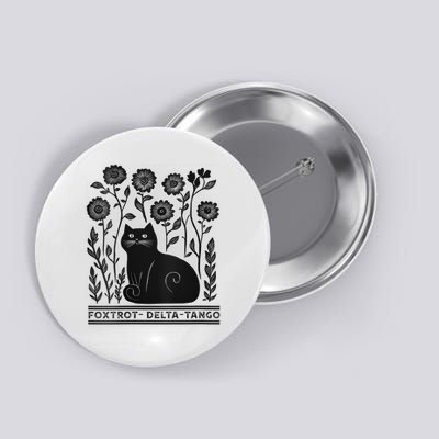 Retro Foxtrots Deltas Tangos Flower Art Cat In Flowers V-Neck Button
