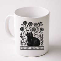 Retro Foxtrots Deltas Tangos Flower Art Cat In Flowers V-Neck Mug