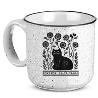 Retro Foxtrots Deltas Tangos Flower Art Cat In Flowers V-Neck 15oz Campfire Ceramic Mug