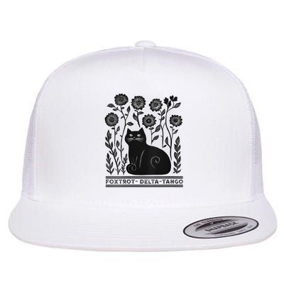Retro Foxtrots Deltas Tangos Flower Art Cat In Flowers V-Neck Flatbill Hat