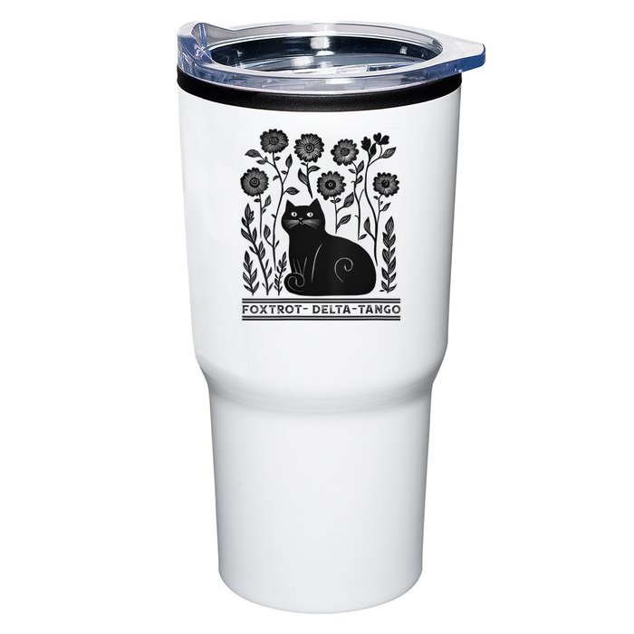 Retro Foxtrots Deltas Tangos Flower Art Cat In Flowers V-Neck Tumbler
