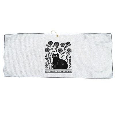 Retro Foxtrots Deltas Tangos Flower Art Cat In Flowers V-Neck Large Microfiber Waffle Golf Towel