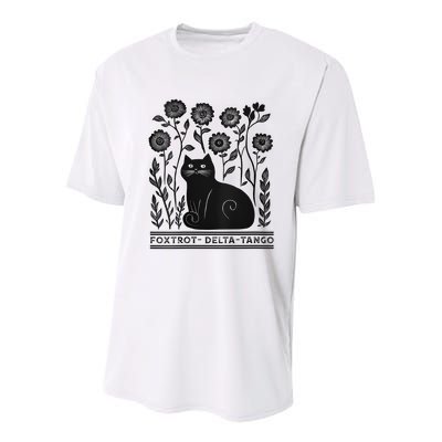 Retro Foxtrots Deltas Tangos Flower Art Cat In Flowers V-Neck Youth Performance Sprint T-Shirt