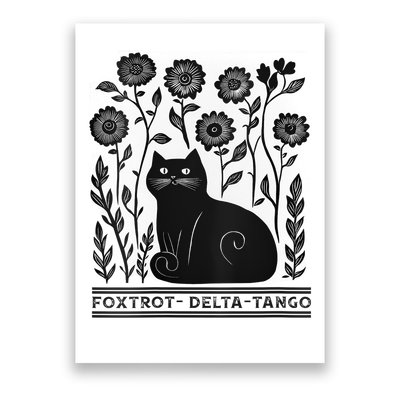 Retro Foxtrots Deltas Tangos Flower Art Cat In Flowers V-Neck Poster
