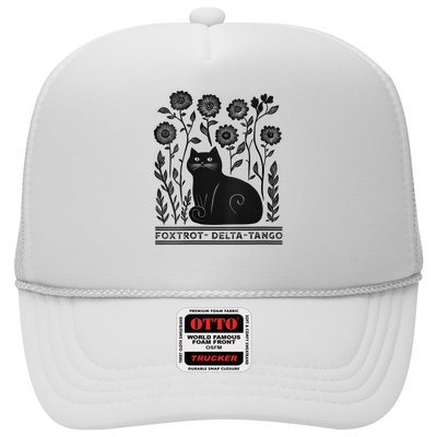 Retro Foxtrots Deltas Tangos Flower Art Cat In Flowers V-Neck Trucker Hat