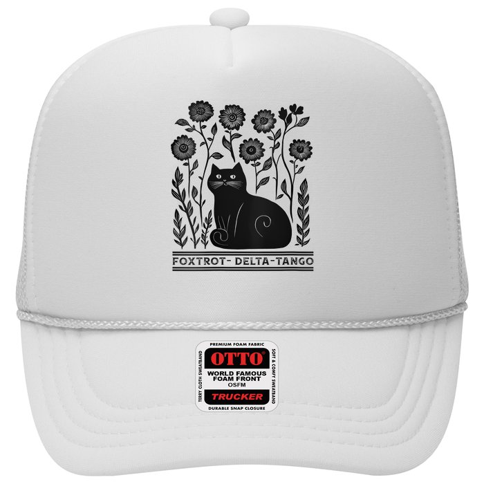 Retro Foxtrots Deltas Tangos Flower Art Cat In Flowers V-Neck Hat