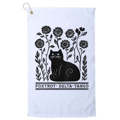 Retro Foxtrots Deltas Tangos Flower Art Cat In Flowers V-Neck Golf Towel