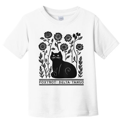 Retro Foxtrots Deltas Tangos Flower Art Cat In Flowers V-Neck Toddler T-Shirt