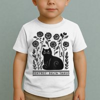 Retro Foxtrots Deltas Tangos Flower Art Cat In Flowers V-Neck Toddler T-Shirt