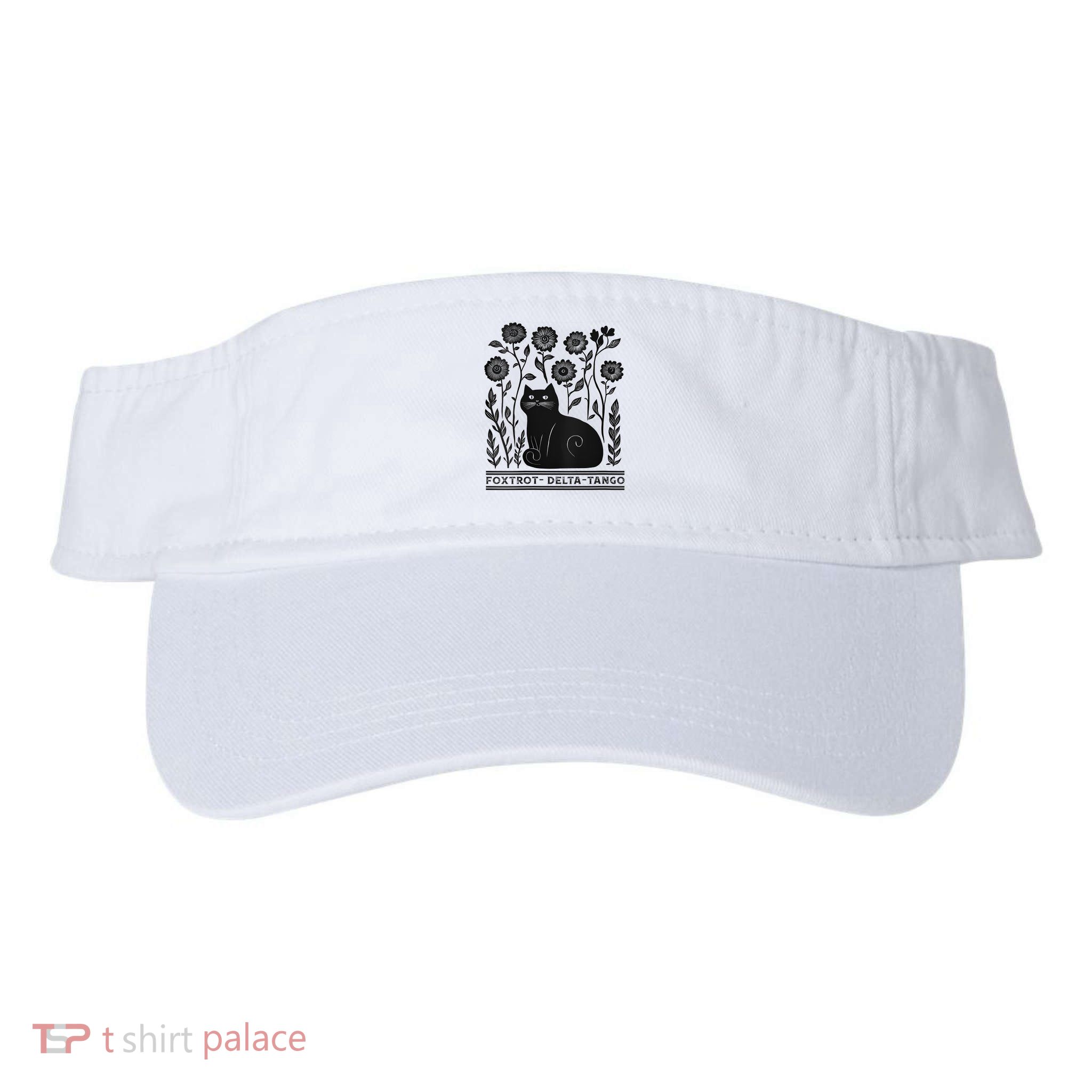Retro Foxtrots Deltas Tangos Flower Art Cat In Flowers V-Neck Visor