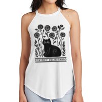 Retro Foxtrots Deltas Tangos Flower Art Cat In Flowers V-Neck Women's Perfect Tri Rocker Tank