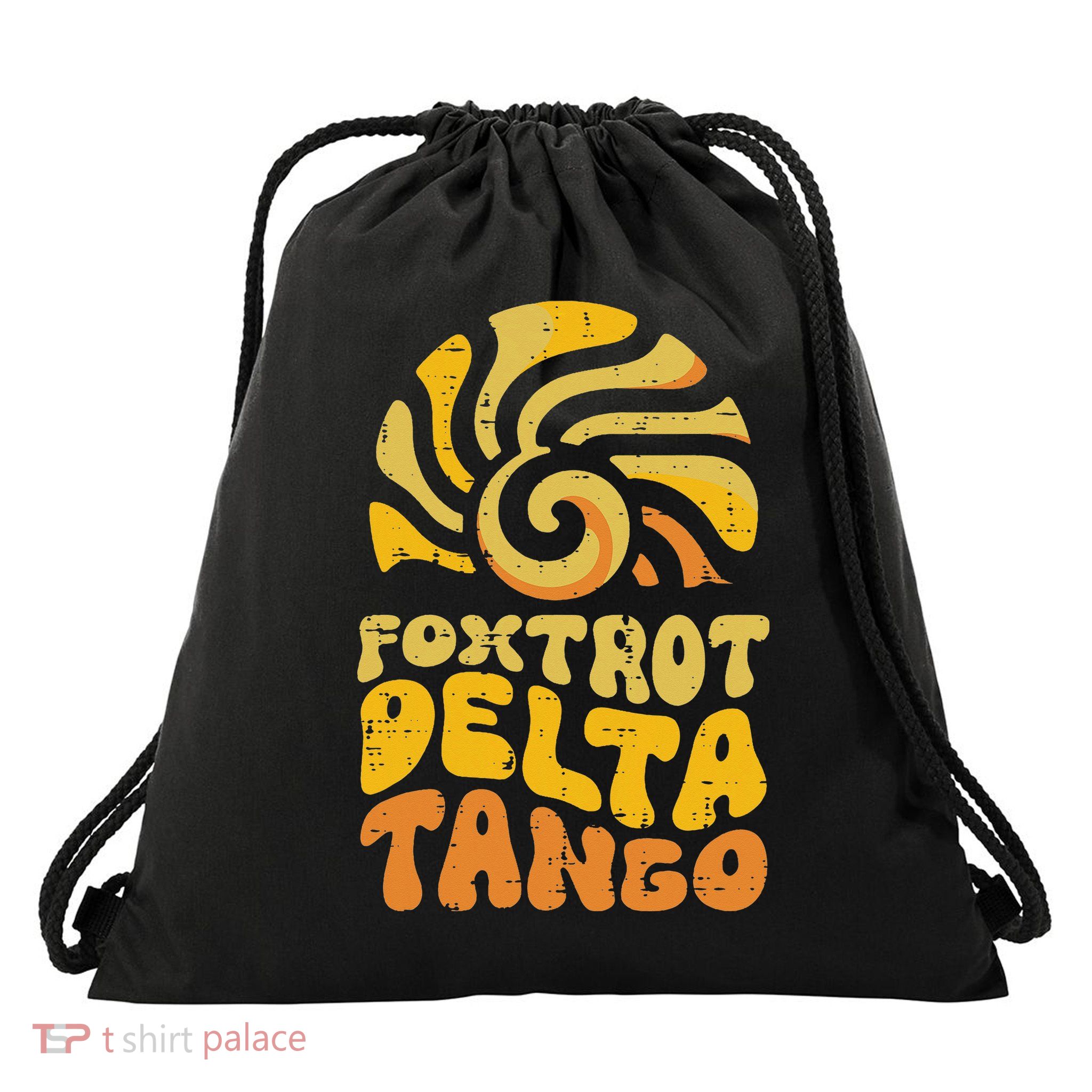 Resist Foxtrot Delta Tango Groovy Sun Protest Women Drawstring Bag