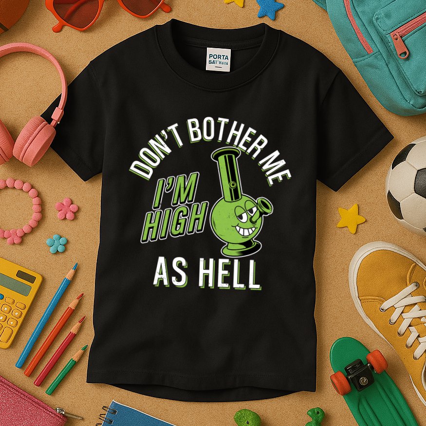 Retro Funny Don't Bother Me I'm High As Hell Kids T-Shirt