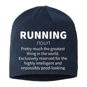 Running Funny Definition Funny 5k Marathon Runner Gift Sustainable Beanie