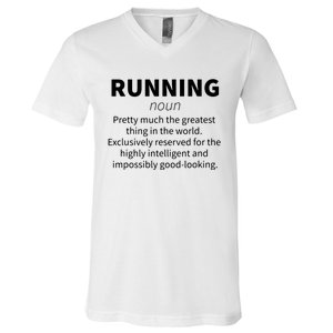 Running Funny Definition Funny 5k Marathon Runner Gift V-Neck T-Shirt