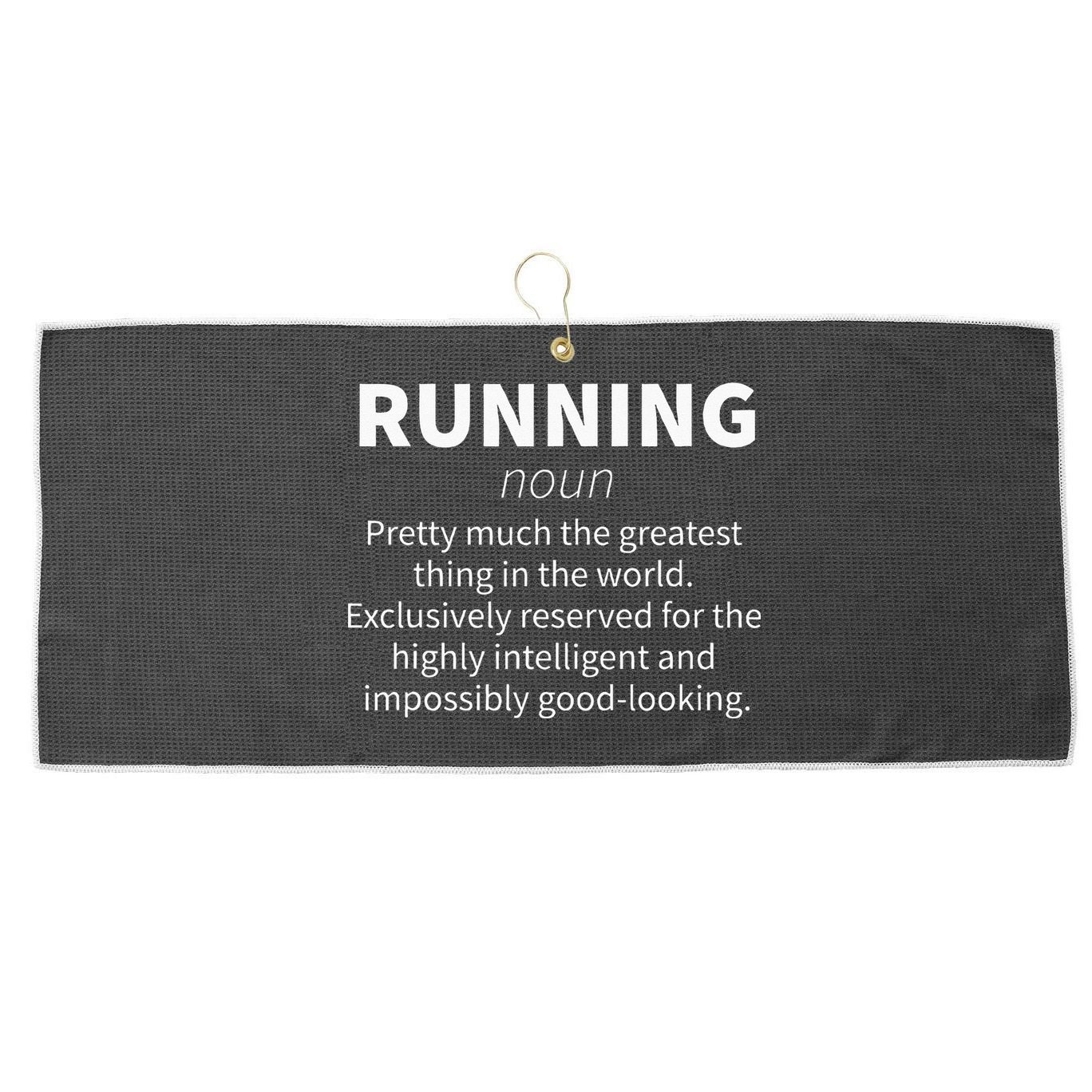 Running Funny Definition Funny 5k Marathon Runner Gift Large Microfiber Waffle Golf Towel