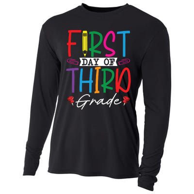 Retro First Day Of Third Grade Team Students Back To School Cooling Performance Long Sleeve Crew