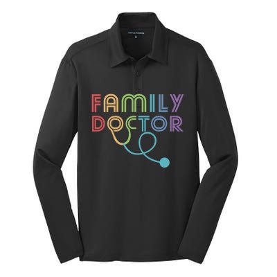 Retro Family Doctor Vintage Therapist Stethoscope Physician Great Gift Silk Touch Performance Long Sleeve Polo