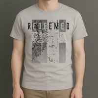 Redeemed Faded Distressed Grunge Lion With Cross Christian T-Shirt