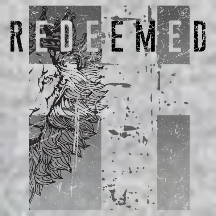 Redeemed Faded Distressed Grunge Lion With Cross Christian V-Neck T-Shirt