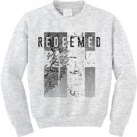 Redeemed Faded Distressed Grunge Lion With Cross Christian Kids Sweatshirt