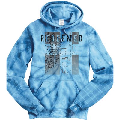 Redeemed Faded Distressed Grunge Lion With Cross Christian Tie Dye Hoodie